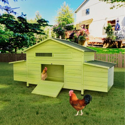11.12 Ft Large Wooden Chicken Coop With 2 Free Range Doors 2 Nesting Boxes Perch Outdoor Hen House Poultry Cage