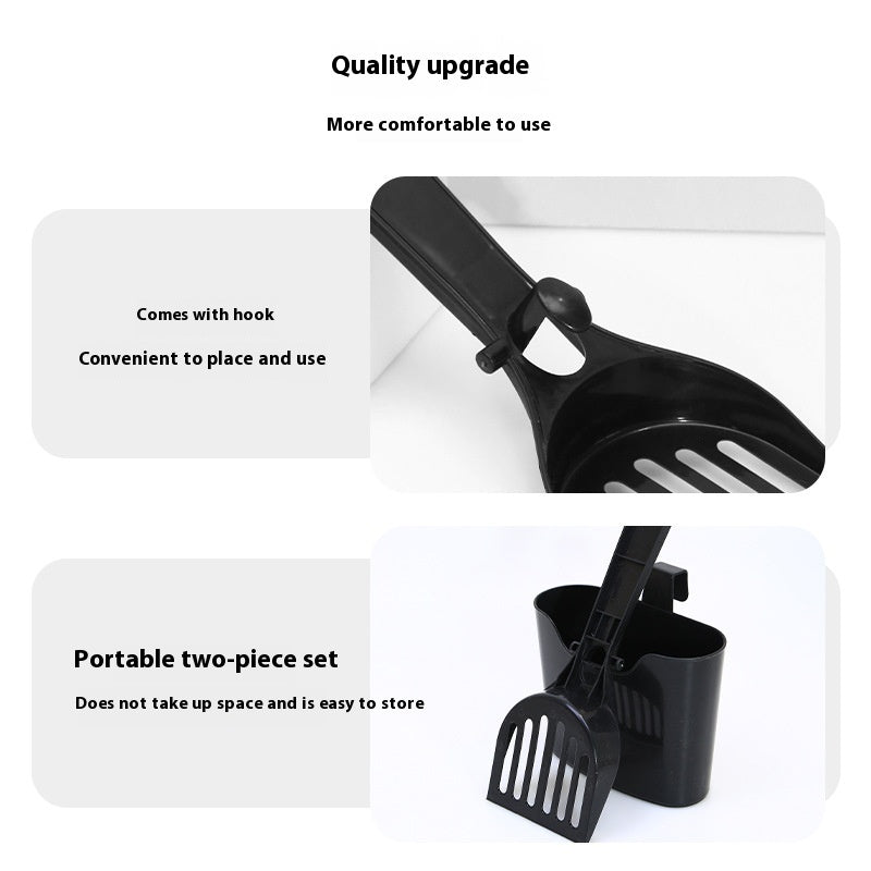 Large Cat Litter Scoop with Integrated Holder Stand - Deep Shovel Sifter Set