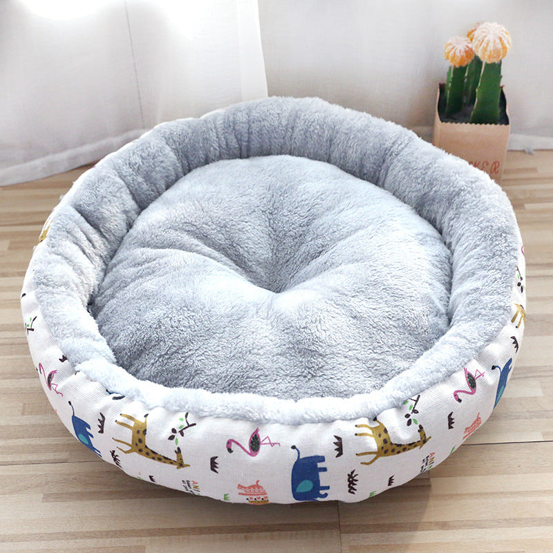 Soft Plush Round Cat Bed - Self-Warming Donut Cuddler for Small Dogs & Cats
