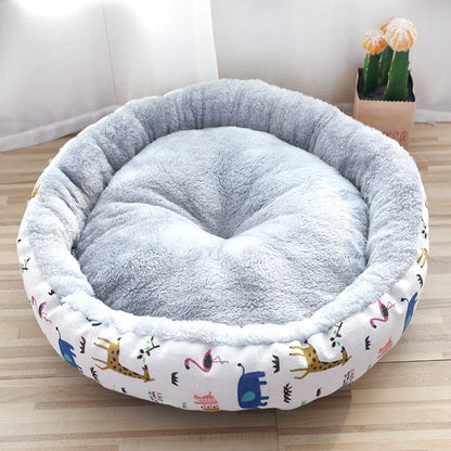 Soft Plush Round Cat Bed - Self-Warming Donut Cuddler for Small Dogs & Cats