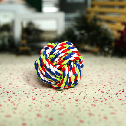 Durable Cotton Rope Ball Pet Toy - Colorful Interactive Chew & Chase Toy for Dogs & Cats - Dental Health & Boredom Relief