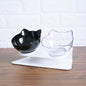 Orthopedic 15° Tilted Double Pet Feeder with Cat-Shaped Bowls