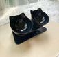 Orthopedic 15° Tilted Double Pet Feeder with Cat-Shaped Bowls