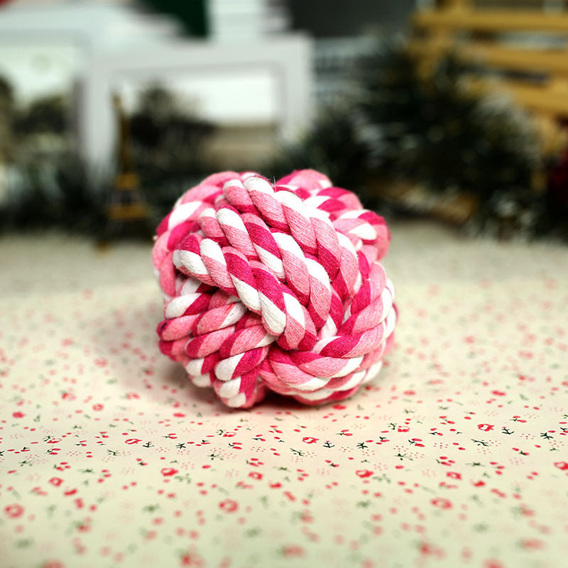 Durable Cotton Rope Ball Pet Toy - Colorful Interactive Chew & Chase Toy for Dogs & Cats - Dental Health & Boredom Relief