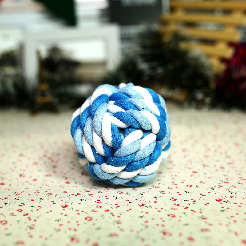 Durable Cotton Rope Ball Pet Toy - Colorful Interactive Chew & Chase Toy for Dogs & Cats - Dental Health & Boredom Relief