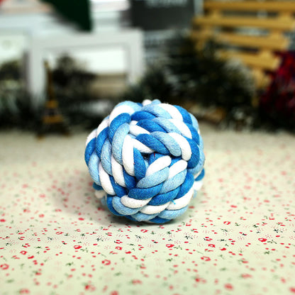 Durable Cotton Rope Ball Pet Toy - Colorful Interactive Chew & Chase Toy for Dogs & Cats - Dental Health & Boredom Relief