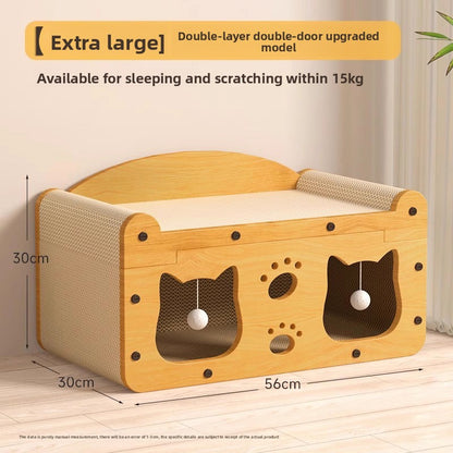 Luxury Wooden Cat Scratcher Villa - Natural Sisal Rope Climbing Frame & Furniture Protector