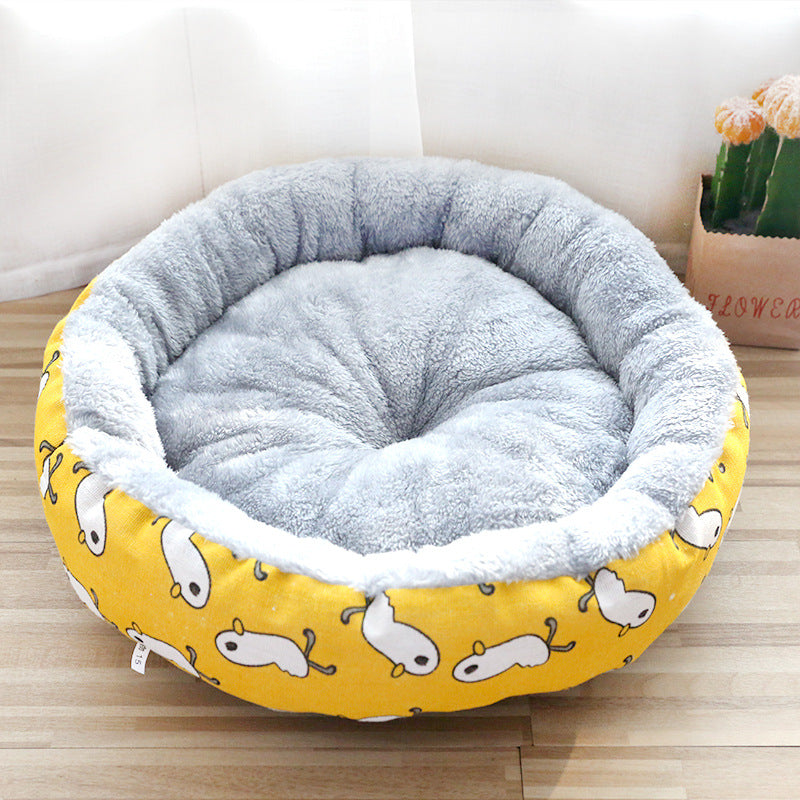 Soft Plush Round Cat Bed - Self-Warming Donut Cuddler for Small Dogs & Cats
