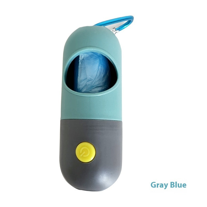 LED Light Pet Waste Bag Dispenser - Leak-Proof Dog Poop Bag Holder with Flashlight & Carabiner Clip for Safe Night Walks