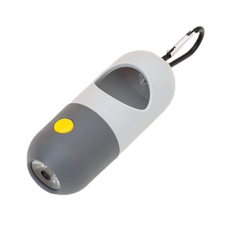 LED Light Pet Waste Bag Dispenser - Leak-Proof Dog Poop Bag Holder with Flashlight & Carabiner Clip for Safe Night Walks