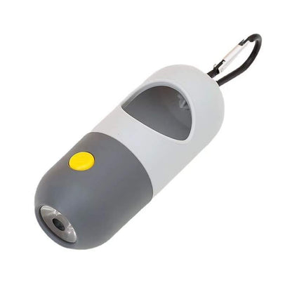 LED Light Pet Waste Bag Dispenser - Leak-Proof Dog Poop Bag Holder with Flashlight & Carabiner Clip for Safe Night Walks