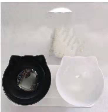 Orthopedic 15° Tilted Double Pet Feeder with Cat-Shaped Bowls