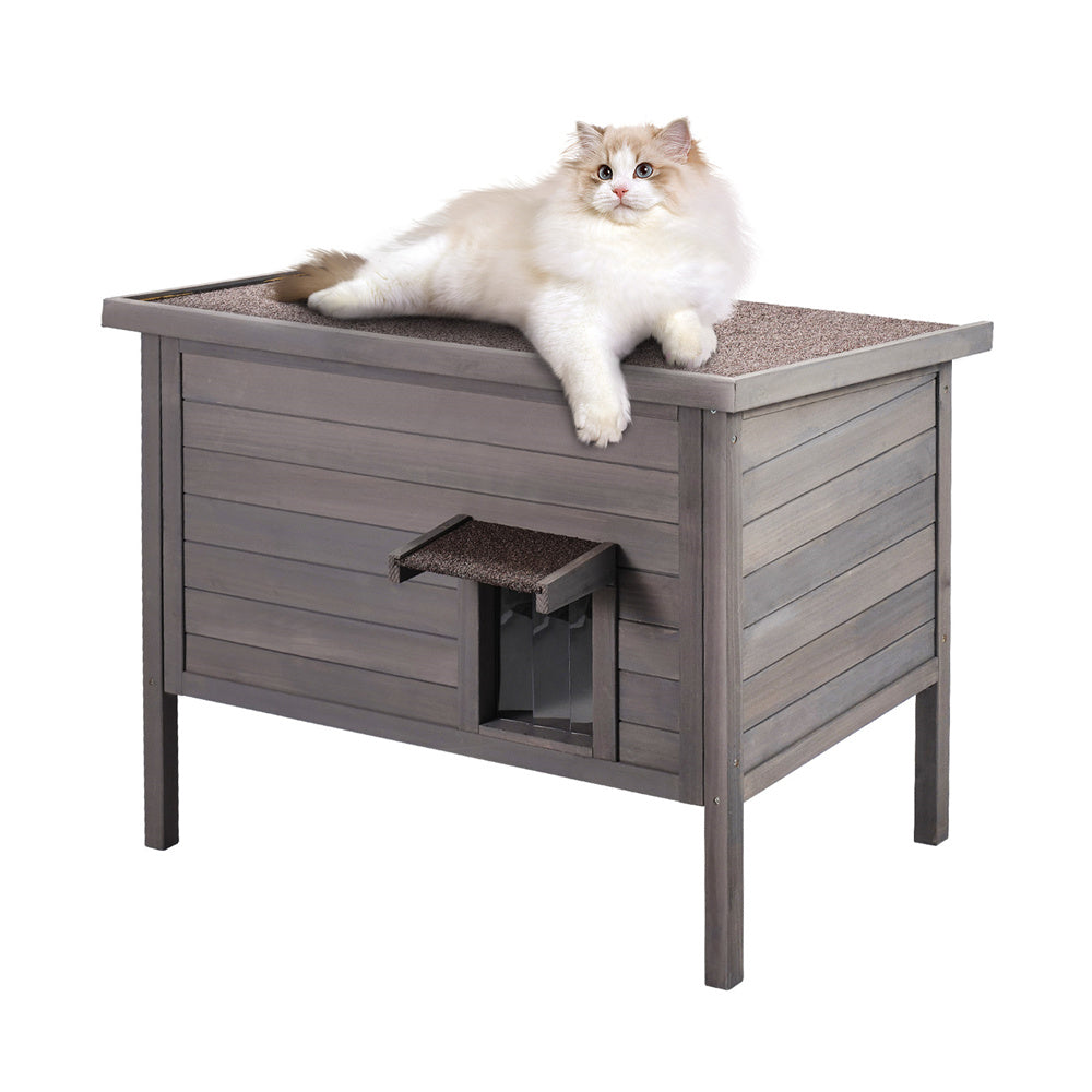 VEVOR Insulated Outdoor Cat House - Durable Cedar Wood Feral Shelter with Roof
