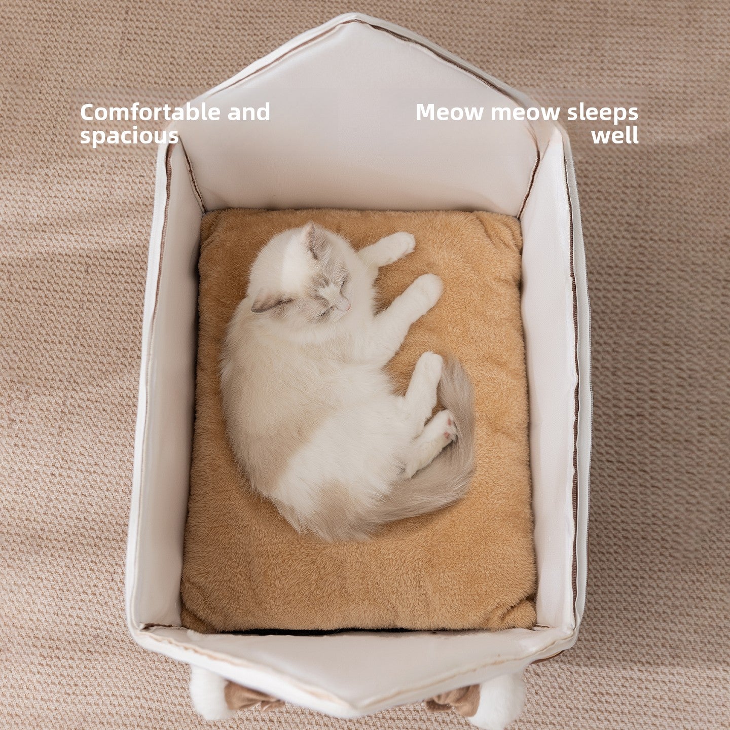 Cozy Villa Dog & Cat House - Ultra Soft Flannel Pet Kennel with Washable Cushion
