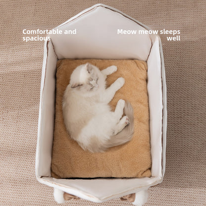 Cozy Villa Dog & Cat House - Ultra Soft Flannel Pet Kennel with Washable Cushion
