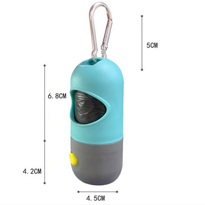 LED Light Pet Waste Bag Dispenser - Leak-Proof Dog Poop Bag Holder with Flashlight & Carabiner Clip for Safe Night Walks