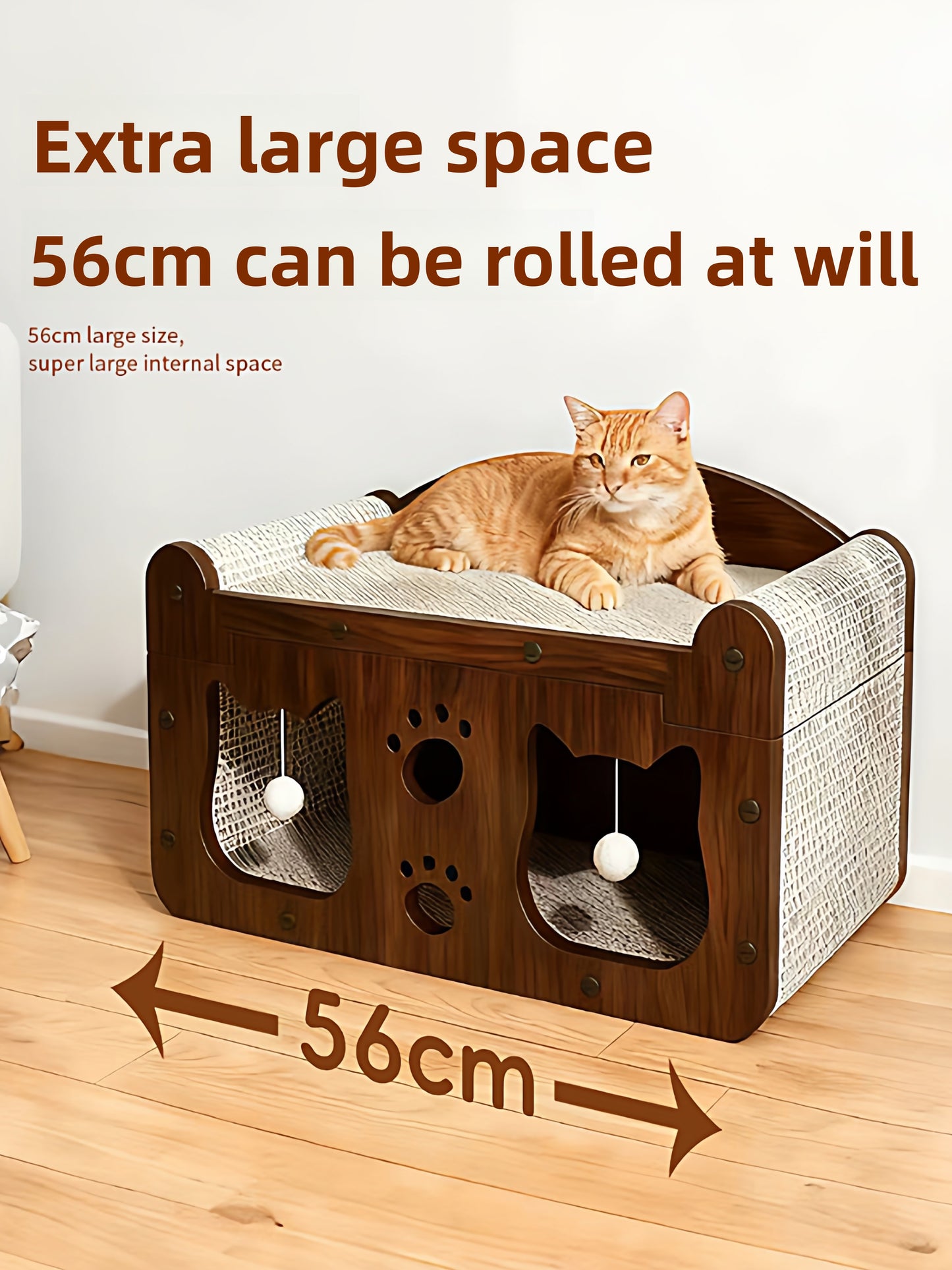 Luxury Wooden Cat Scratcher Villa - Natural Sisal Rope Climbing Frame & Furniture Protector