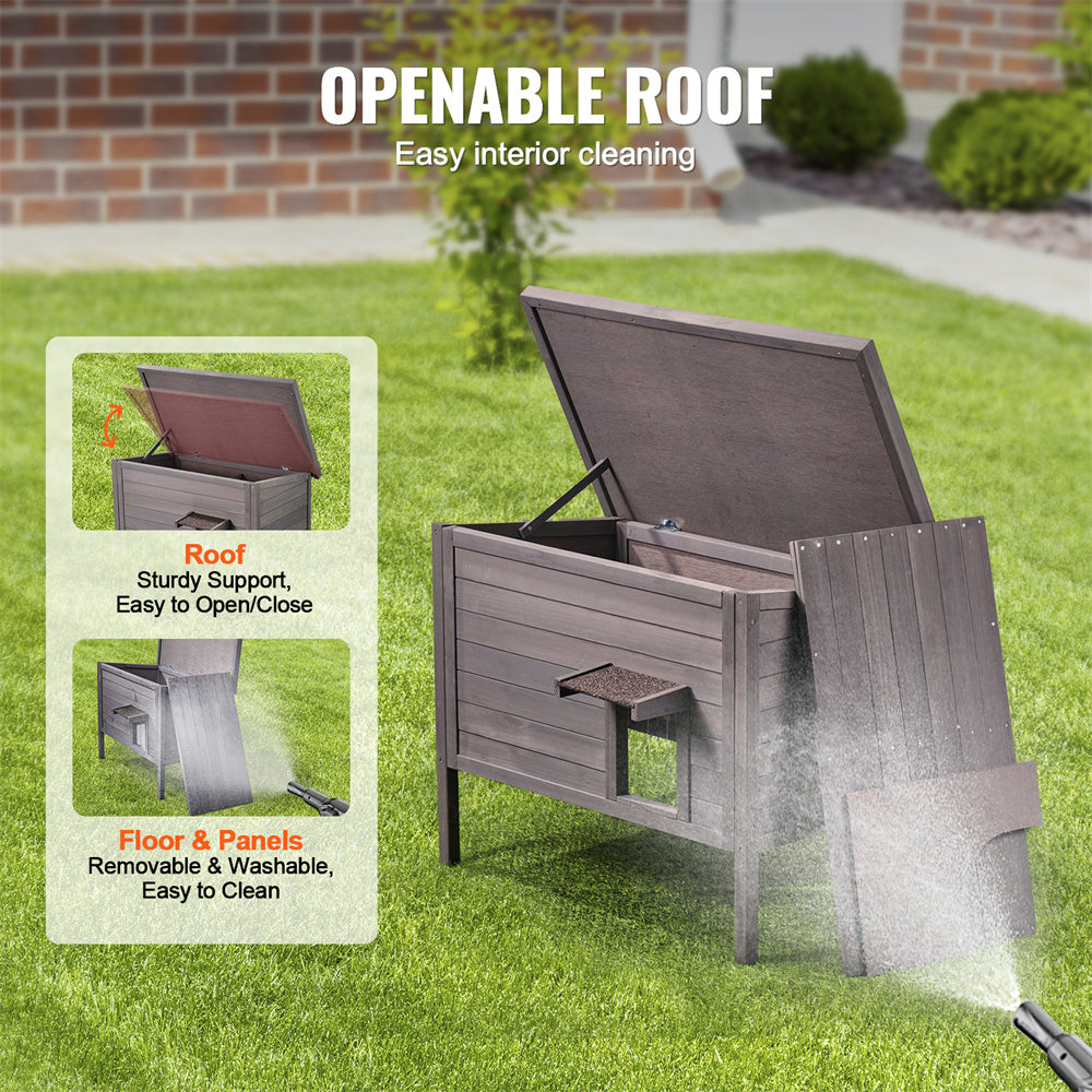 VEVOR Insulated Outdoor Cat House - Durable Cedar Wood Feral Shelter with Roof