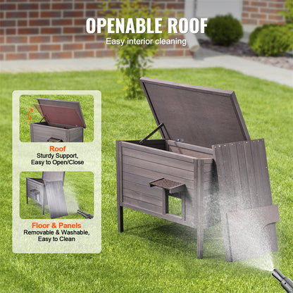 VEVOR Insulated Outdoor Cat House - Durable Cedar Wood Feral Shelter with Roof